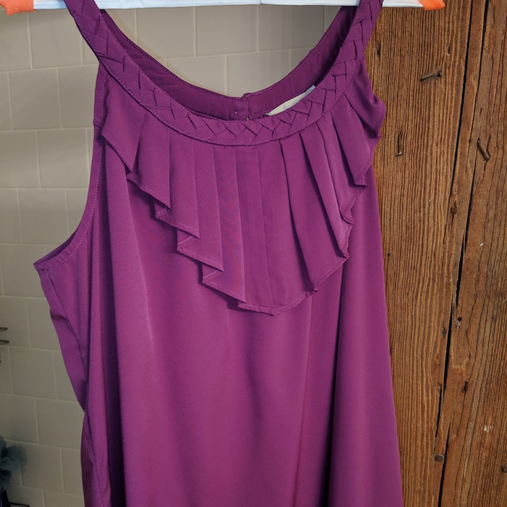 Purple pleated ruffle  halter top
